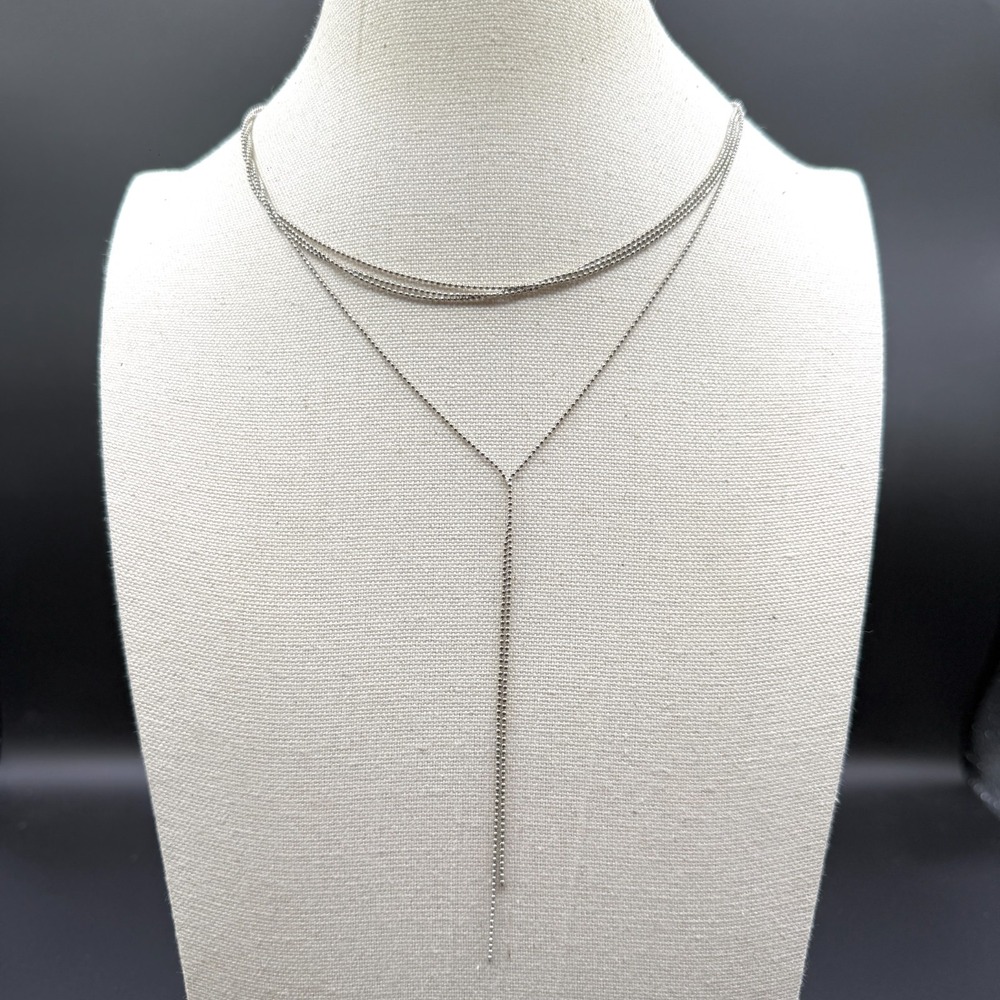 8 Other Reasons Silver Tone Layered Y Drop Lariat Chain Necklace Minimalist